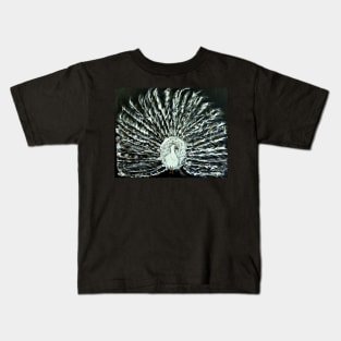 White and Gold Peacock Kids T-Shirt